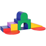 Equipamento para jogos macios internos | Conjunto de jogos de espuma Montessori de 7 peças com degraus e túnel | Cores Primárias | 18 meses +
