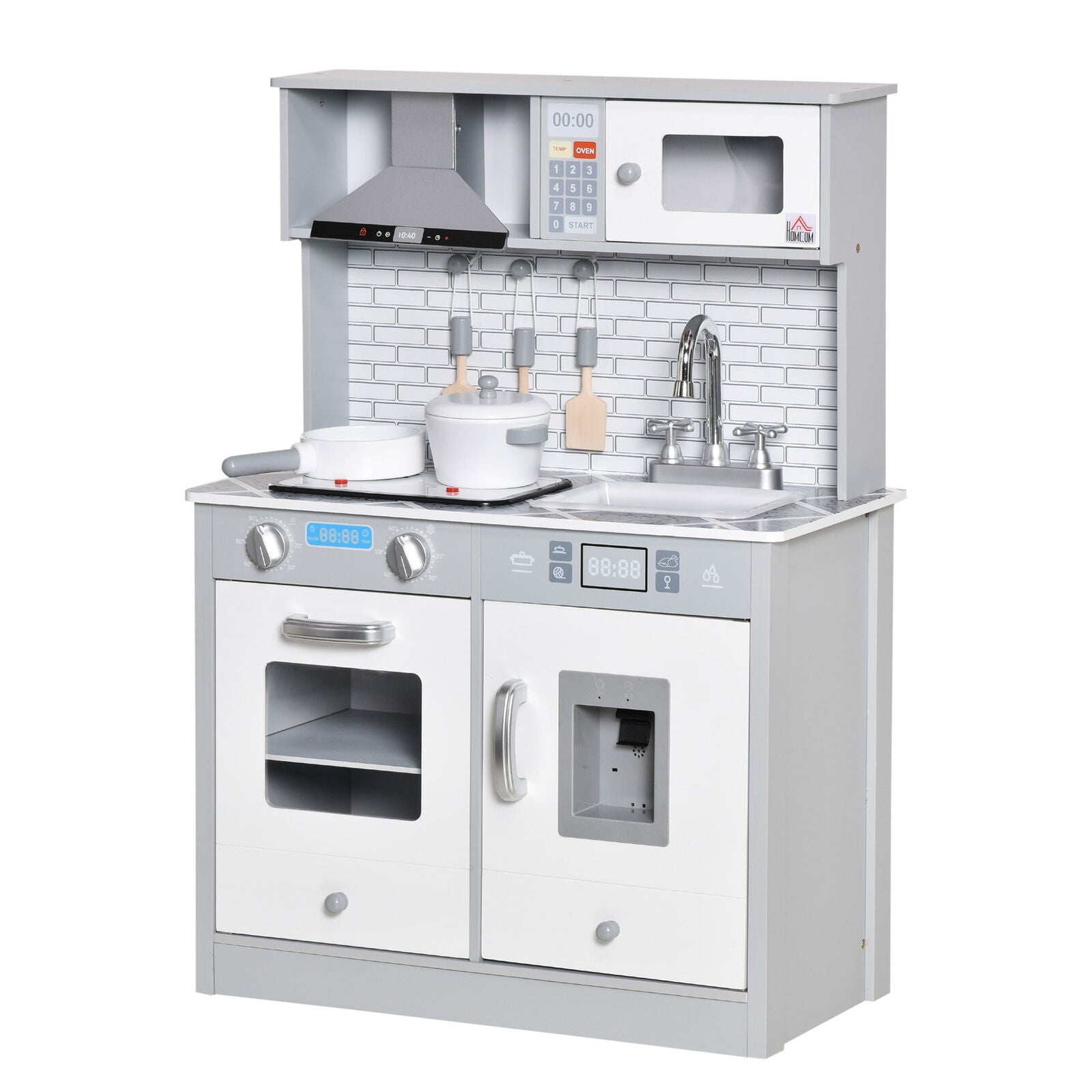 Deluxe Montessori Wooden Toy Kitchen with Realistic Sounds Lights www.littlehelper