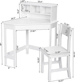 Scratch-resistant Space Saving Homework Desk | Corner Desk | Bureau | Storage & Chair | White
