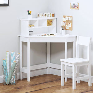 Scratch-resistant Space Saving Homework Desk | Corner Desk | Bureau | Storage & Chair in| White