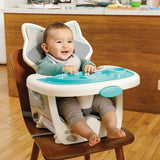 Esta cadeira alta para bebê 7 em 1 com design de guaxinim também é uma cadeira baixa e um assento elevatório separado para cadeiras