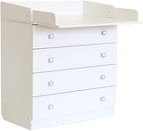 Baby Changing Unit with Adjustable Changing Top | 4 Drawers | Modern Design | 92 x 80 x 47cm | White