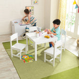 Children's Solid Wooden Table & 4 Chairs Set | White | 3 Years+