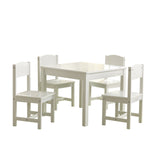A must-have for playtime, crafting time or just about any activity, this white kids table and 4 chair set is super sturdy