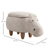 Kids 4-in-1 Stool, Storage Box, Footrest & Seat | Super Cute Hippo Design