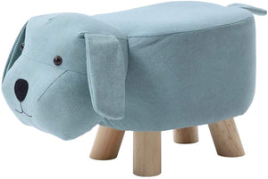 Detská super roztomilá a mäkká stolička a podnožka | jemný modrý dizajn psa