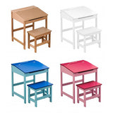 Este escritorio infantil está disponible en natural, rosa, blanco y azul.