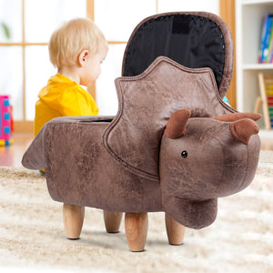 4-in-1-Hocker, Aufbewahrungsbox, Fußstütze und Sitz für Kinder | Dinosaurier-Design