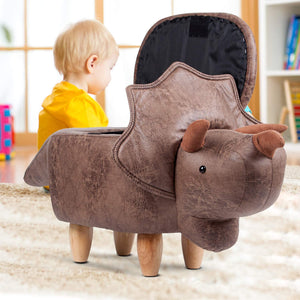 Kids 4-in-1 Stool, Storage Box, Footrest & Seat | Dinosaur Design