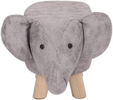 Этот милый серый табурет в форме слона с подставкой для ног имеет 4 массивные ножки из каучукового дерева.