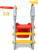 Children's 5-in-1 Knight's Castle Slide Set with Basketball Hoop | Crawl and Shoot Goals | Telescope | 3-8 Years