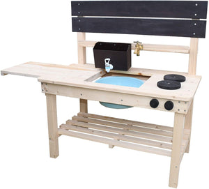 Βαρέως τύπου montessori ξύλινη παιδική λασποκουζίνα | παιχνίδι κουζίνας εξωτερικού χώρου | 18μ+