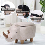 Fun and adorable rhinoceros storage stool, seat and footrest