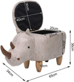 Denne sjove og yndige opbevaringsstol til næsehorn er 65 cm bred x 36 cm høj x 34 cm dyb