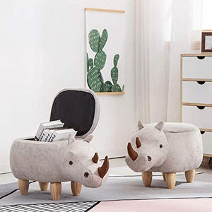 Barn 4-i-1 pall, förvaringslåda, fotstöd och säte | Supersöt noshörningsdesign