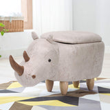 Roztomilá detská stolička na zvieracie nohy nosorožca a úložný priestor