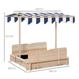 This sandpit with bench and canopy is 106cm square and 121cm high