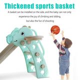 Detská montessori skladacia šmykľavka s predĺženou bezpečnostnou platformou | Basketbalový kôš | Mätovo zelená alebo ružová | 3-6 rokov