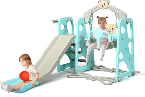 Children's Montessori Swing and Slide Set With Basketball Hoop | Indoor and Outdoor Play