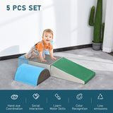 Little Helpers 5-delt blødt legeredskab med soft play slide til i grøn, grå og blå