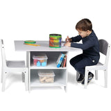 This classic kids table and chairs set with two large storage drawers is perfect for kids to hang out and get crafty!