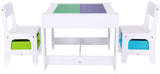 Kids 3-in-1 Wooden Table & Chairs Storage Drawers in Lime Green and Electric Blue with Reversible Lego Board Desk Top