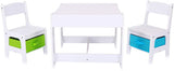 Kids 3-in-1 Wooden Table & Chairs Storage Drawers in Lime Green and Electric Blue with Interchangable Desk Top