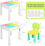 Mesa de actividades Montessori de arena y agua de altura ajustable | 2 sillas con bloques de 100 piezas y pista de canicas | 3 años+