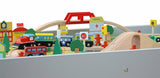 The playsets on this train table include a train, bus, cars and lots of other exciting pieces for hours of role play fun