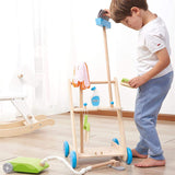This set kids cleaning set includes a portable trolley, broom, floor mop, cleaning agents, a dustpan & brush and a vacuum.