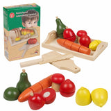 9-teiliges Montessori-Spielfutter aus Öko-Holz | Spielzeugfutter aus Holz | Schneidebrett, Tablett und Obst | 3 Jahre+