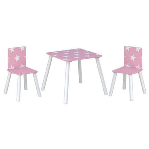 Cool and cute, this combination of kid's furniture is clad in a white and pink colour scheme with white stars spread across them