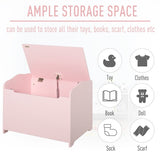 Kids Wooden Toy Box and Bench with Child Safety Hinge | Toy Storage | pink