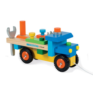 3-in-1 Wooden Montessori Pull Along Toy Truck,  Workbench and Wooden Tools  Play Set for children from 24 months