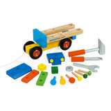 O conjunto de brinquedos de construção 3 em 1 vem com porcas, placas e parafusos que devem ser montados para reconstruir o magnífico caminhão.