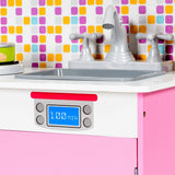Swivel taps are included on this wooden toy kitchen for added realism