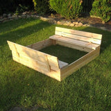 Grande caixa de areia de madeira para crianças completa com forro de base geotêxtil e capa impermeável para proteger quando não estiver em uso