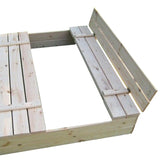 Esta caixa de areia de madeira com 1,2 m quadrado pode acomodar 4 fundos pequenos e vem com um forro para auxiliar na drenagem da água