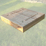 Grande caixa de areia de madeira natural quadrada resistente de 1,2 m 100% madeira de pinho natural com tampa e banco | 3-11 anos