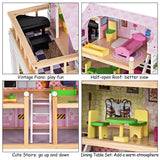 This montessori dollhouse includes 3 staircases, 4 floors and a balcony 