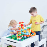 Kids 3-in-1 Wood Table & Chairs | Reversible Top | Lego Board | Storage Drawers | 3 Years+
