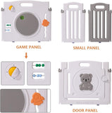 14 Panel Vikbar & modulär babylekhage | Bollbassäng | Vitt och grått | Valfria skummattor