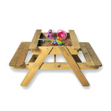 Kids Heavy duty 3-in-1 Pre-Treated Eco Conscious Wooden Sandpit and 4 Seater Picnic Bench | 1 Year+