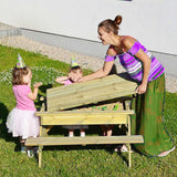 Arenero de madera ecológico pretratado 3 en 1 resistente para niños y banco de picnic de 4 plazas | 1 año+