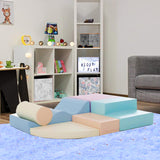 Große Indoor-Softspielgeräte | Montessori 6-teiliges Schaumstoff-Spielset mit Stufen | Pastellfarben | 6 Monate+