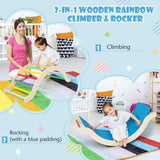 4-in-1 Lasten Eco-puukiipeilyteline | Montessori Pikler -kiipeilykaari, liukumäki ja rokkari