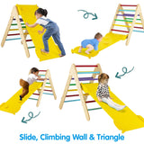 aire de jeux en bois écologique pour enfants 3 en 1 | Triangle Pikler Montessori, toboggan et grimpeur