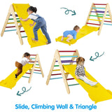 3-i-1 barns Eco-klätterställning i trä | Montessori Pikler Triangel, Slide & Climber