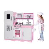 Deluxe μοντεσσοριανή κουζίνα παιχνιδιών | τηλέφωνο | μαυροπίνακας | φούρνο μικροκυμάτων | ρεαλιστικοί ήχοι & αξεσουάρ | ροζ