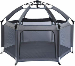 Легкий выдвижной манеж и дорожная кроватка из углеродного волокна с матрасом | Серый | 0м - 5 лет